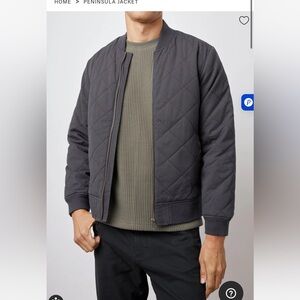 Mens Rails Washed Black Peninsula Quilted Bomber Jacket Size Medium